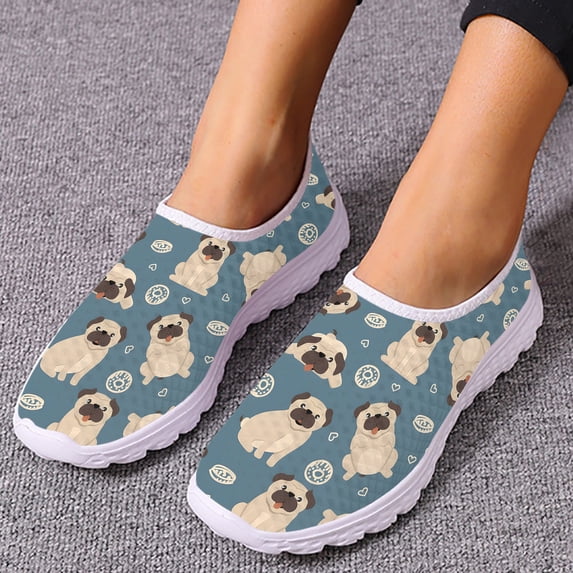 Fun Pug Print House Shoes Pet Dog Print Lightweight Soft Mesh Shoes Cartoon Dog Summer Outdoor Breathable Shoes Hot