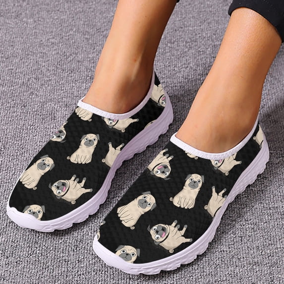 Fun Pug Print House Shoes Pet Dog Print Lightweight Soft Mesh Shoes Cartoon Dog Summer Outdoor Breathable Shoes Hot
