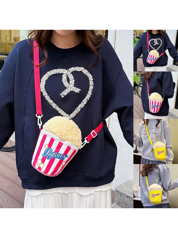 Fun Purses Popcorn Themed Messenger Bag, Stylish Crossbody Bag for Women & Men, Unique Novelty Purse for Parties, Casual Outings, Movies, and Fashion Statement