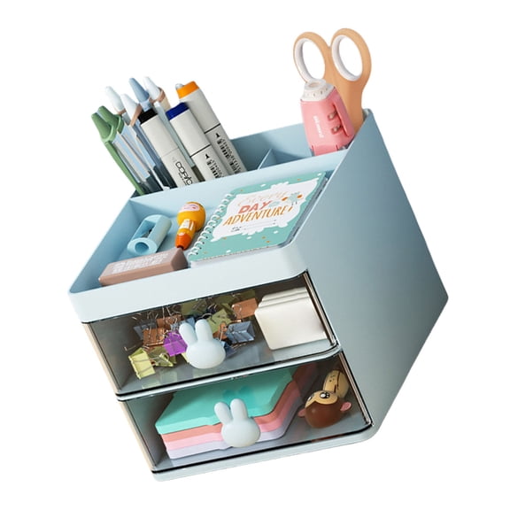 Fun Rabbits Shape Handle Storage Organizers With 2 Layer Clear Drawers Plastic Organizers For Easy Access And Sorting