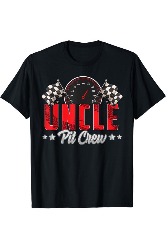 Fun Racing Uncle Pit Crew Race Car T-Shirt Family Birthday Party Celebration