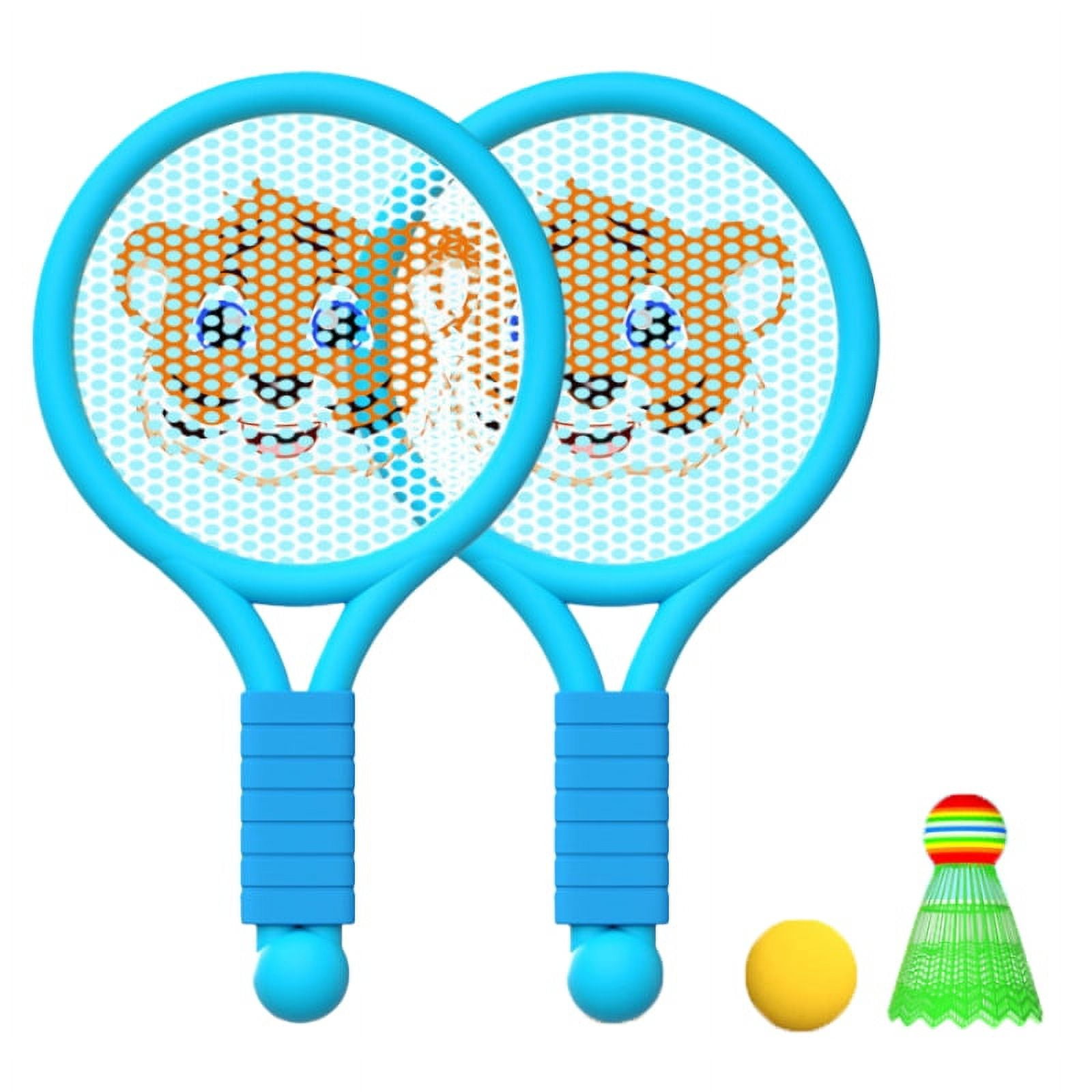 Fun Racket Toy for 3-7 Year Old Boys & Girls - Indoor/Outdoor Play Lightweight Blue Tiger Badminton Set for Kids