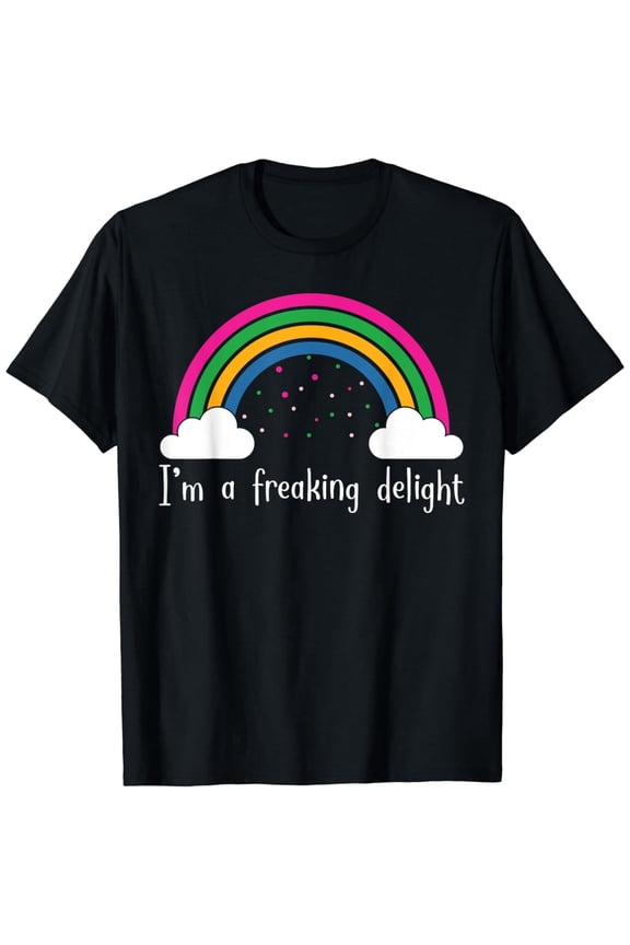 Fun Rainbow Delight Graphic Tee for Men Women, Cute Clouds Confetti Design T-Shirt