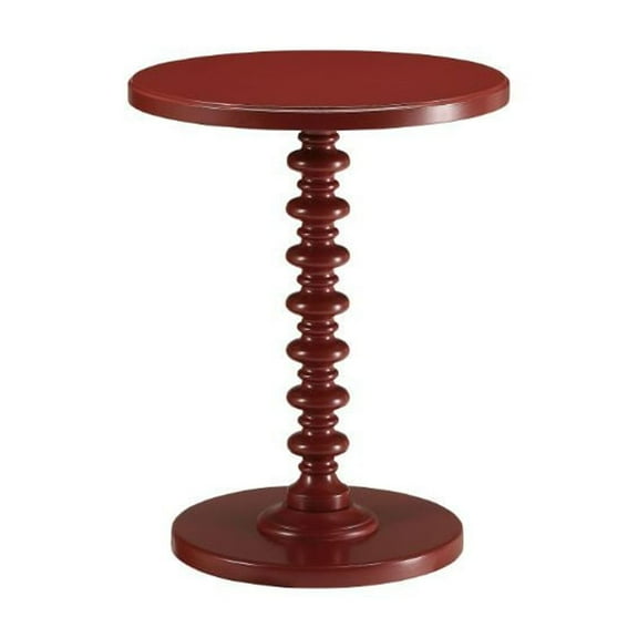 Fun Red Wood Pedestal End Table