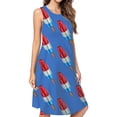 thumbnail image 1 of Fun Rocket Pop Popsicle Pattern Casual Sleeveless Loose Sundress Dress For Women Summer Dress Daily Woman, 1 of 4