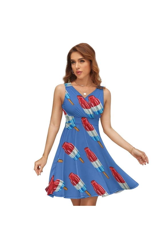 Fun Rocket Pop Popsicle Pattern Dress Fashion Beach Long Dresses Female Party Printed Sundress