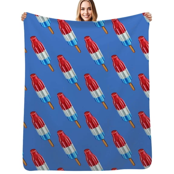 Fun Rocket Pop Popsicle Pattern Flannel Blanket Warm Soft Bedding Throws Winter Camping Chair Sofa Bed