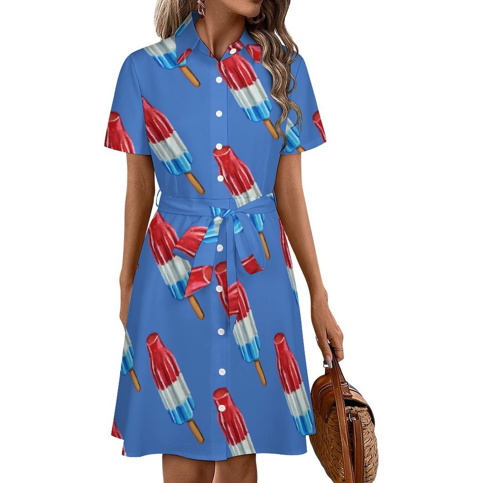 Fun Rocket Pop Popsicle Pattern Womens Shirt Dresses Women'S Short Sleeve  Dress Turn-Down Collar Dress A Line Casuall Dress Oversize(XS-6XL) -  Walmart.com