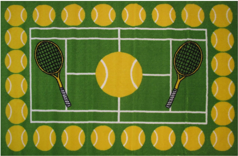 Fun Rugs Fun Time Area Rug FT002 Tennis Time MultiColor Tennis Ball 3' 3" x 4' 10" Rectangle