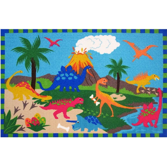Fun Rugs Fun Time Area Rug FT-16 World Multi-Color Dinosaurs Bones 3' 3" x 4' 10" Rectangle