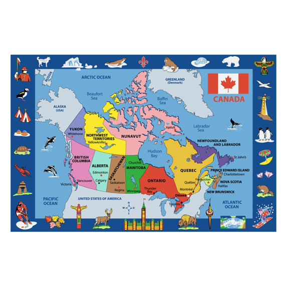 Fun Rugs Fun Time Collection Map Of Canada Area Rug-Size:5'3" x 7'6"