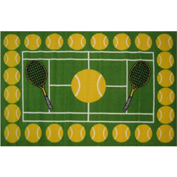 Fun Time Nylon 39"x58" Tennis Time Area Rug in Multi-Color