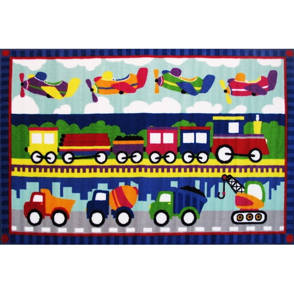 Fun Time Nylon 51"x78" Trans America Area Rug in Multi-Color