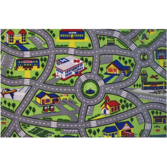 Fun Rugs Fun Time Driving Fun Area Rug Multi-Color Roads Map Rectangle, 1' 7 Inch x 2' 5 Inch