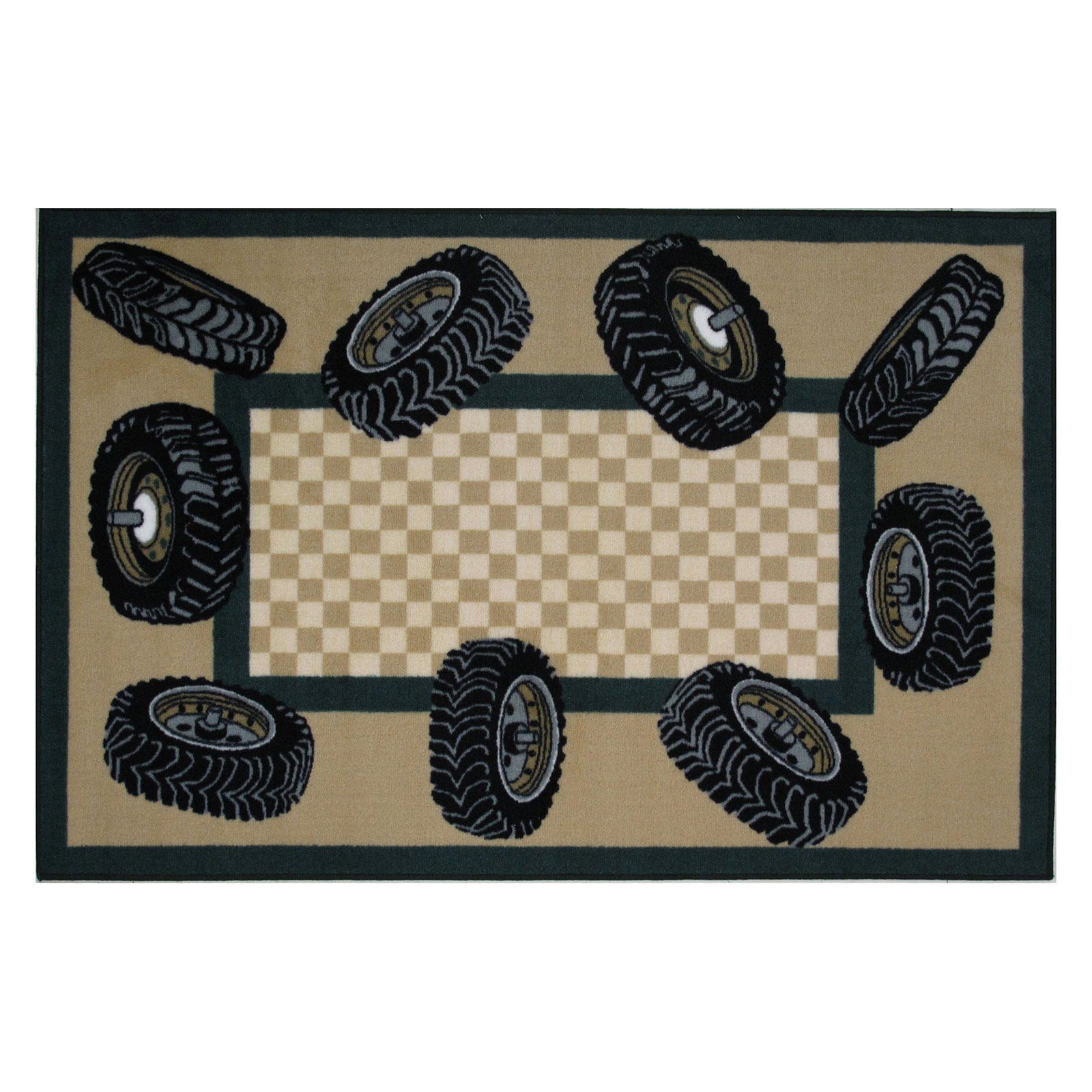 Fun Rugs Fun Time FT136 Tire Border Area Rug Multicolor 39 x 58