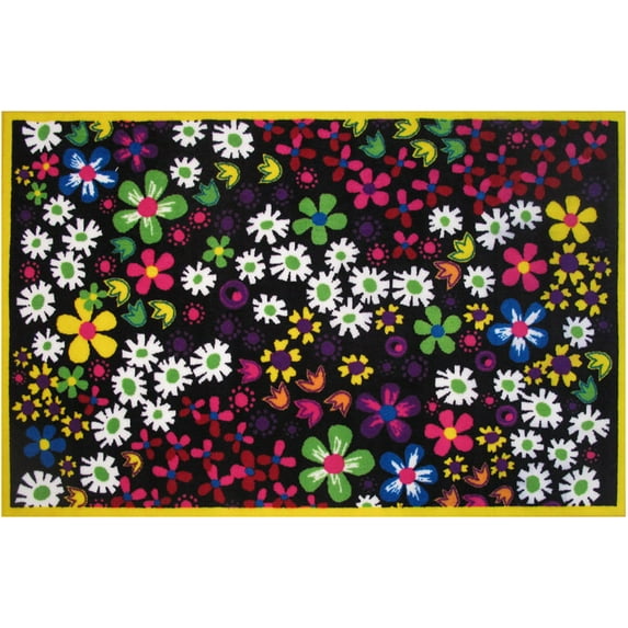 Fun Time Nylon 39"x58" Floral Area Rug in Multi-Color