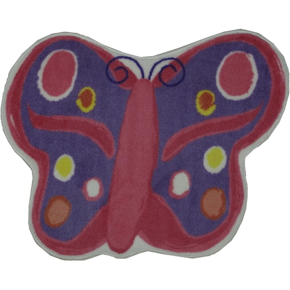 Fun Time Shape Nylon 35"x39" Butterfly Area Rug in Multi-Color