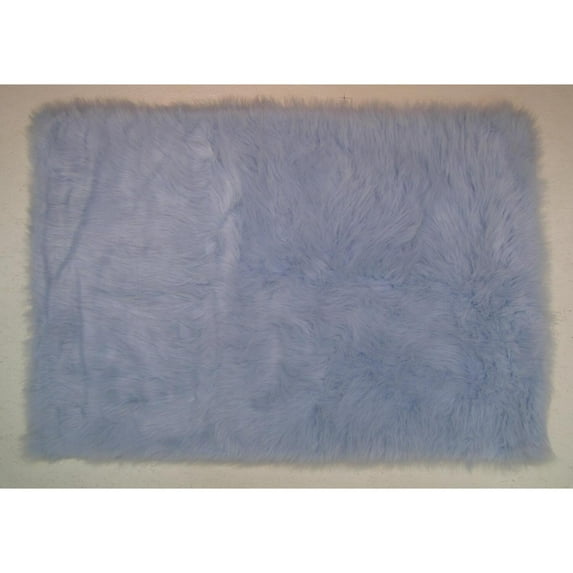Flokati Acrylic 39"x58" Extra High Pile Tufted Area Rug in Light Blue