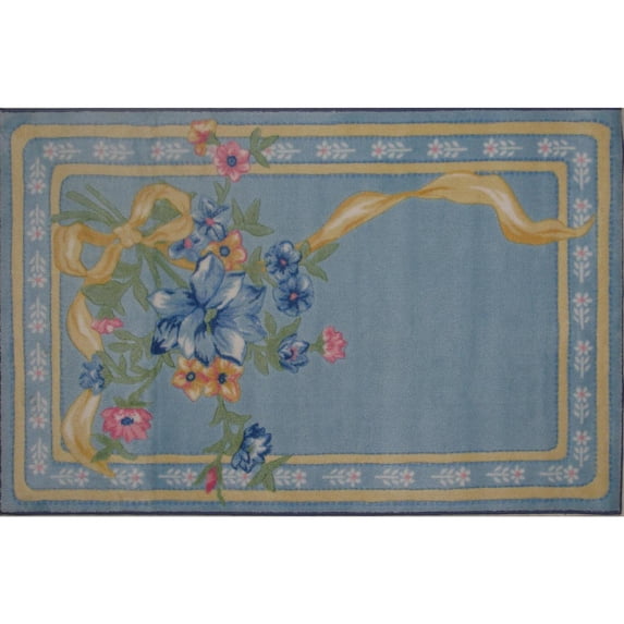 Supreme Nylon 39"x58" Flower Ribbon Area Rug in Multi-Color
