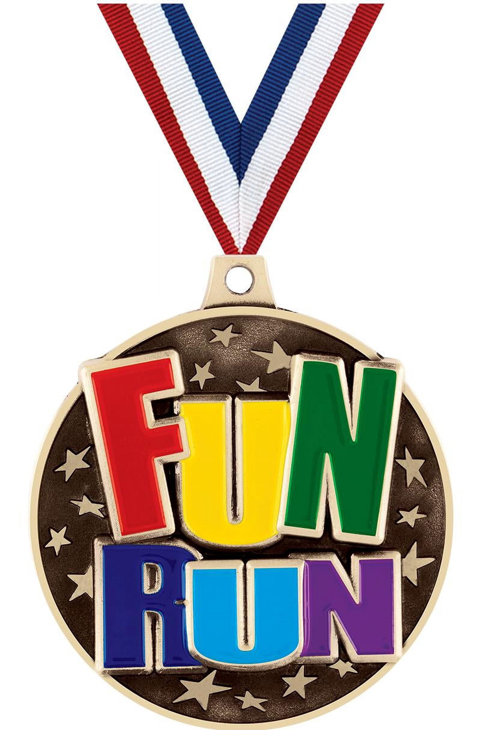 Fun Run Medals, 2" Gold Diecast Fun Run Medal Award 5 Pack