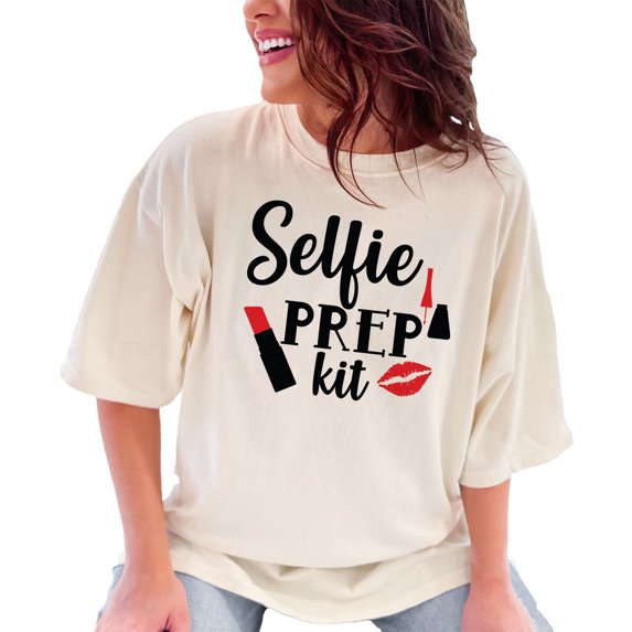 Fun Selfie Prep Kit Illustration, Ivory Comfort Colors T-Shirt, 3XL
