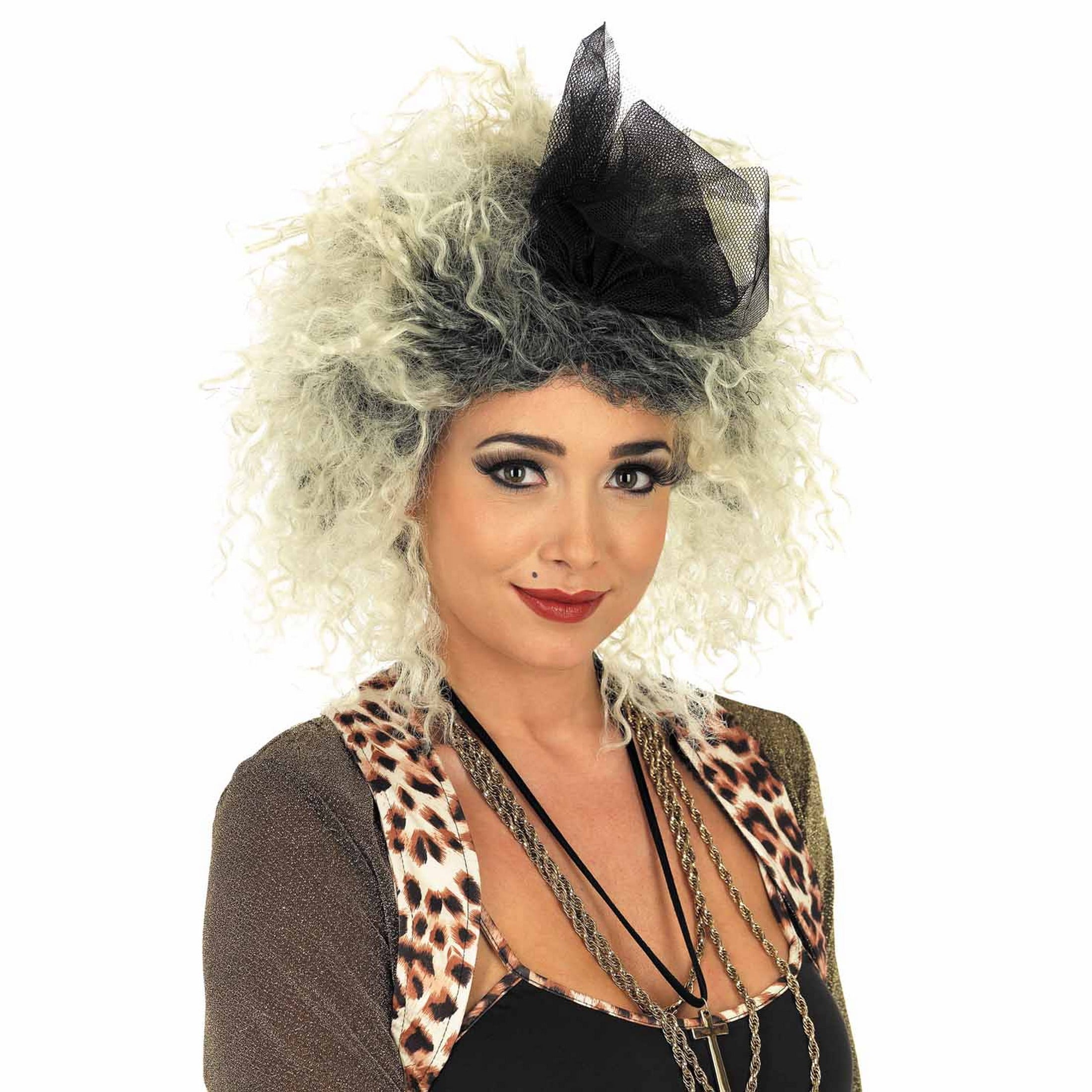 Fun Shack Adult 80s Pop Star Diva Blond Curly Wig Womens Popstar Costume Halloween Yellow One Size Walmart