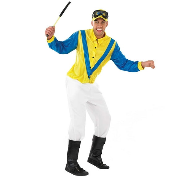 Fun Shack Blue And Yellow Jockey Mens Halloween Costume For Mens Blue Medium