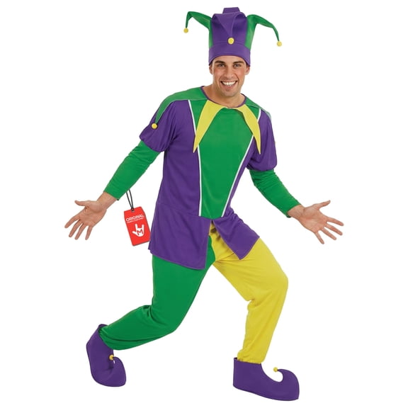 Fun Shack Fun Shack Mens Green Jester Costume Adult Carnival Clown Circus Halloween Green XL