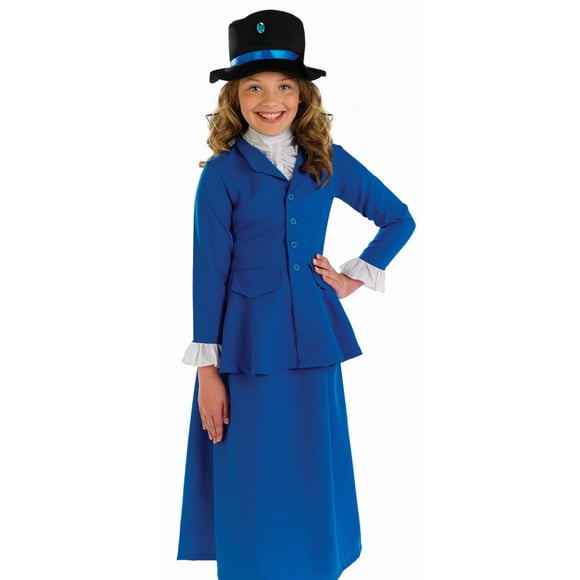 Fun Shack Kids Magic Nanny Costume Girls Victorian Fancy Dress Book Day Week TV Halloween Blue S
