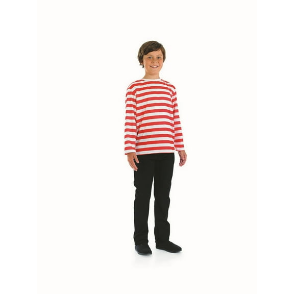 Fun Shack Kids Red White Striped Jumper Boys Girls Stripey Top Book Week Day Halloween Red XL