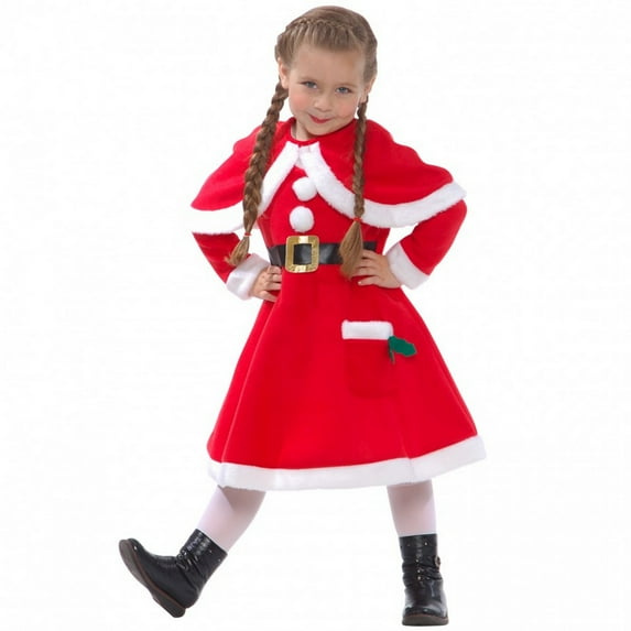 Fun Shack Little Miss Santa Claus Fancy Dress Costume Girls Christmas Party Outfit Halloween Red 0