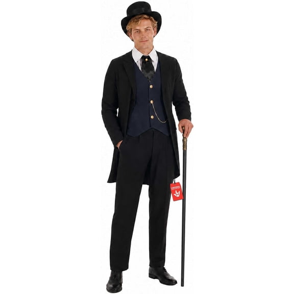 Fun Shack Mens 1920s Victorian Gentleman Adult Fancy Dress Costume Book Day Week Halloween Black L