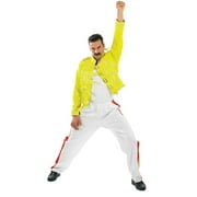 Fun Shack Mens 1980s Rock Legend Costume Adult 80s Rockstar Lead Singer Halloween Yellow XL