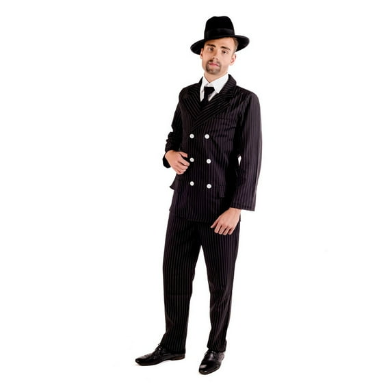 Fun Shack Mens 20s Gangster Costume Adult 1920 Pinstripe Suit Mafia Mob Halloween Black XL
