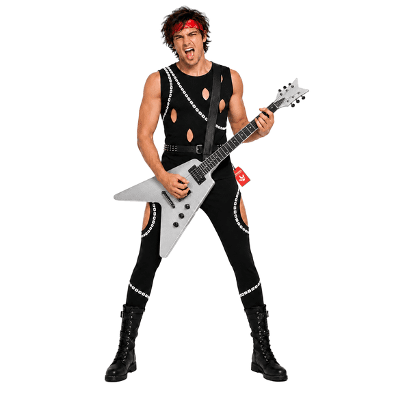 Fun Shack Mens 80s Glam Rocker Costume Adult Rockstar Rock Punk Star Fancy Dress Halloween Black XL