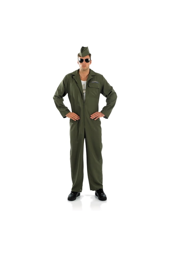 Mens Aviator Flightsuit Costume Sunglasses Adult Pilot Halloween Halloween Green M