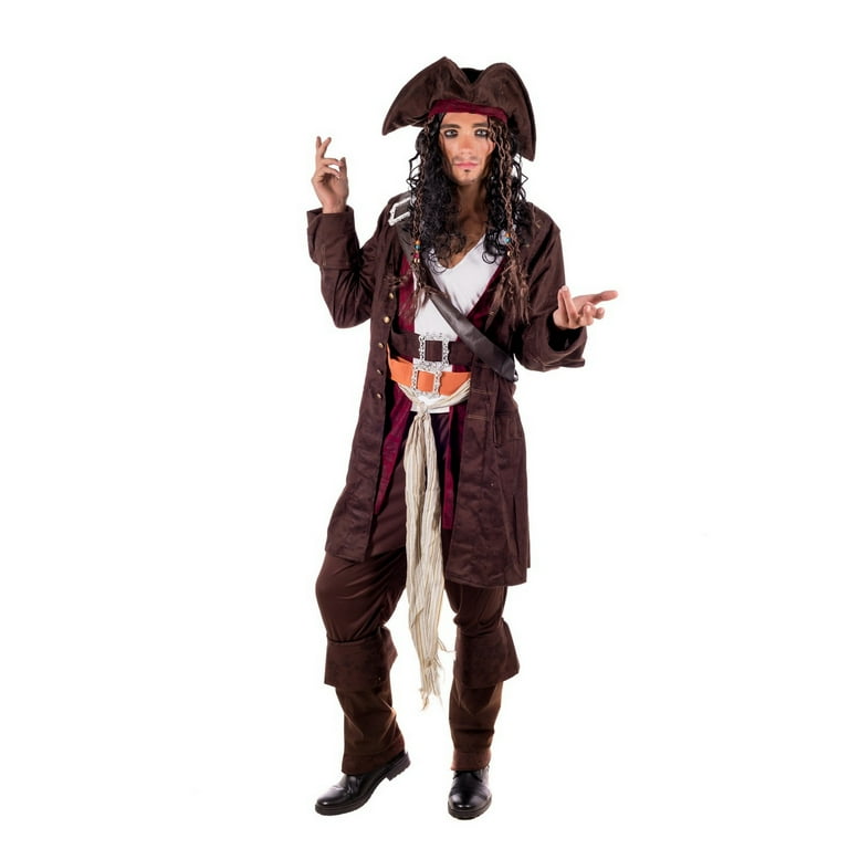 Mens Pirate Captain Waistcoat & Shirt Hat Adult Costume Male Halloween Mens Pirate Captain Waistcoat & Shirt Hat Adult Costume Male Halloween