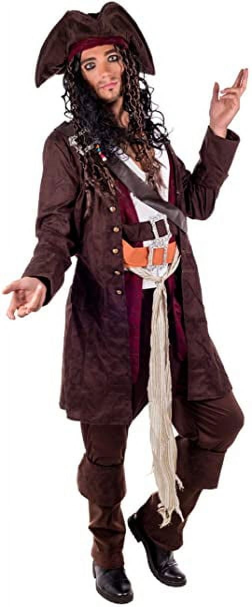 Fun Shack Mens Caribbean Pirate Captain Costume Hat Wig Movie TV Fancy ...