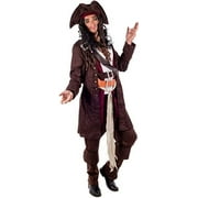 Fun Shack Mens Caribbean Pirate Captain Costume Hat Wig Movie TV Fancy Dress Halloween Brown XL