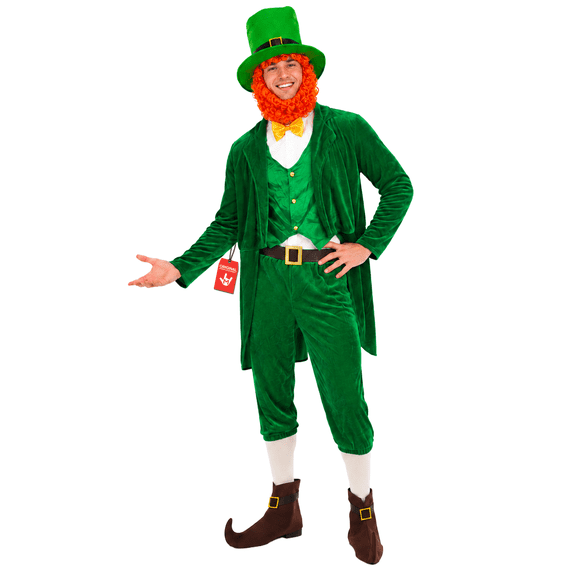 Fun Shack Mens Classic Leprechaun Costume Beard Irish St Patrick Day Fancy Dress Halloween Green L