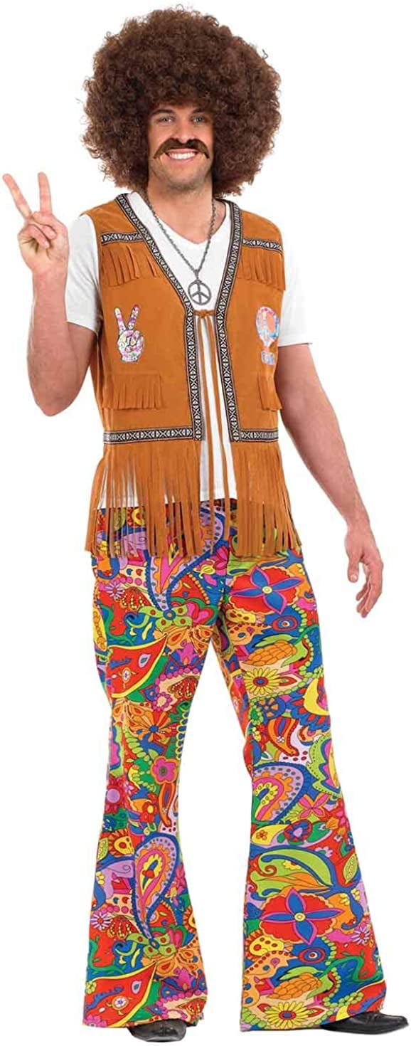 60s Flared Trousers Mens Adult Orange 60s Flared Trousers Mens Adult Orange