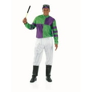 Fun Shack Mens Green & Purple Jockey Costume Adult Horse Racing Rider Fancy Dress Halloween Green L