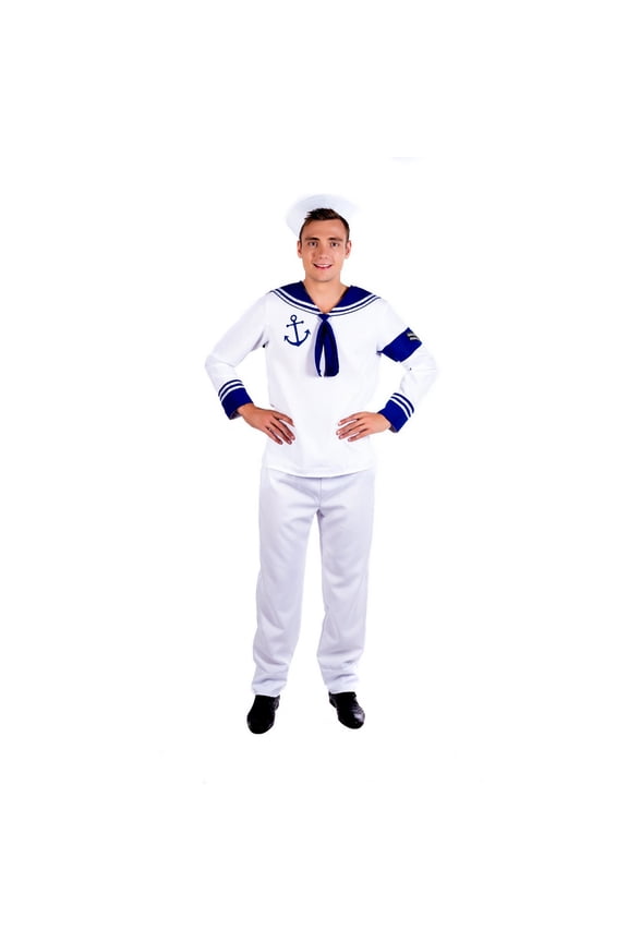 Mens Sailor Costume Adult Navy Uniform Suit Marine Officer Halloween Halloween White M