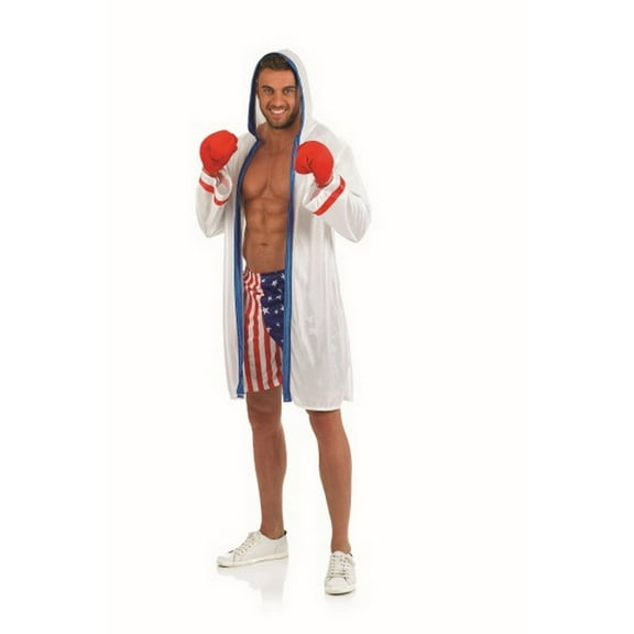 Fun Shack Mens White USA Champion Boxer Costume Adult American Fighter Halloween White L