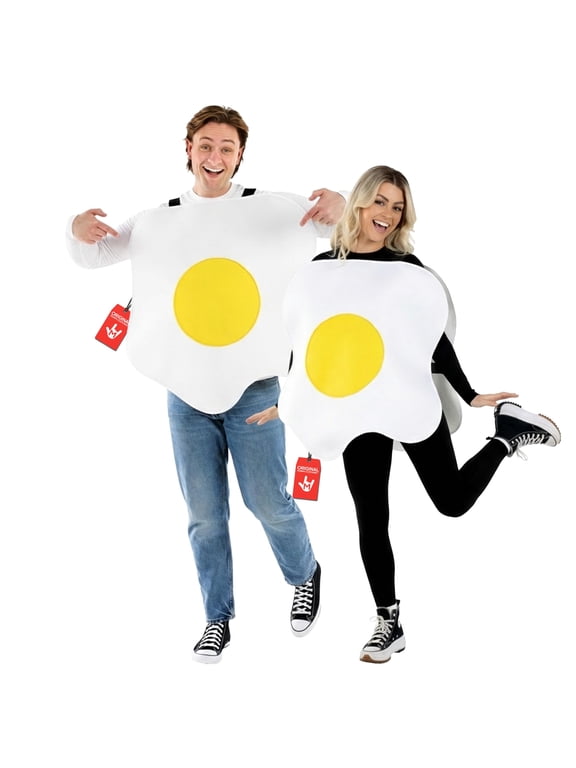 Mens Womens Fried Egg Costume Adult Funny Food Novelty Party Halloween White One Size