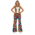 thumbnail image 1 of Fun Shack Womens 1960s Hippie Swirls Flared Trousers Ladies Costume Halloween Multi-color 2XL, 1 of 2