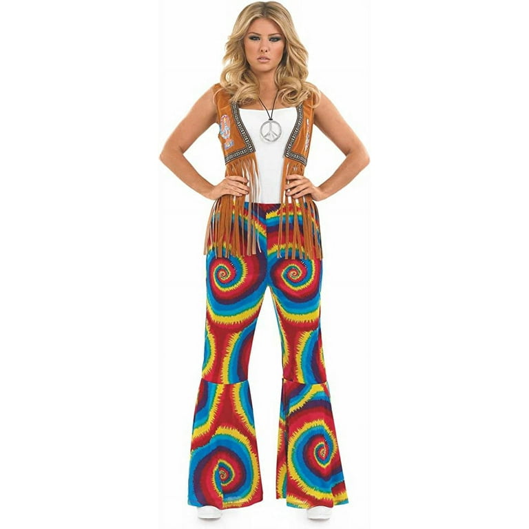 Fun Shack Womens 1960s Hippie Swirls Flared Trousers Ladies