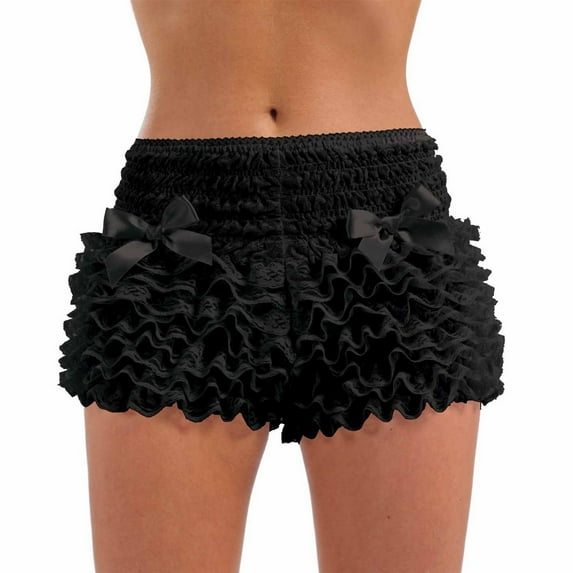 Fun Shack Womens Black Ruffle Pants Adult Burlesque Frilly Shorts Costume Halloween One Size
