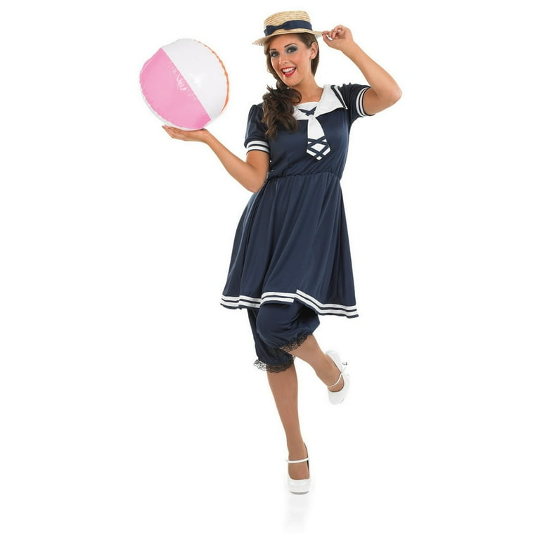 Fun Shack Womens Blue Victorian Bathing Costume Ladies 1920s