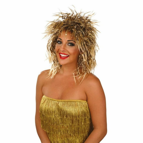 Fun Shack Womens Brown Rock Queen Wig Adult 80s Rockstar Diva Costume Halloween Off-White One Size